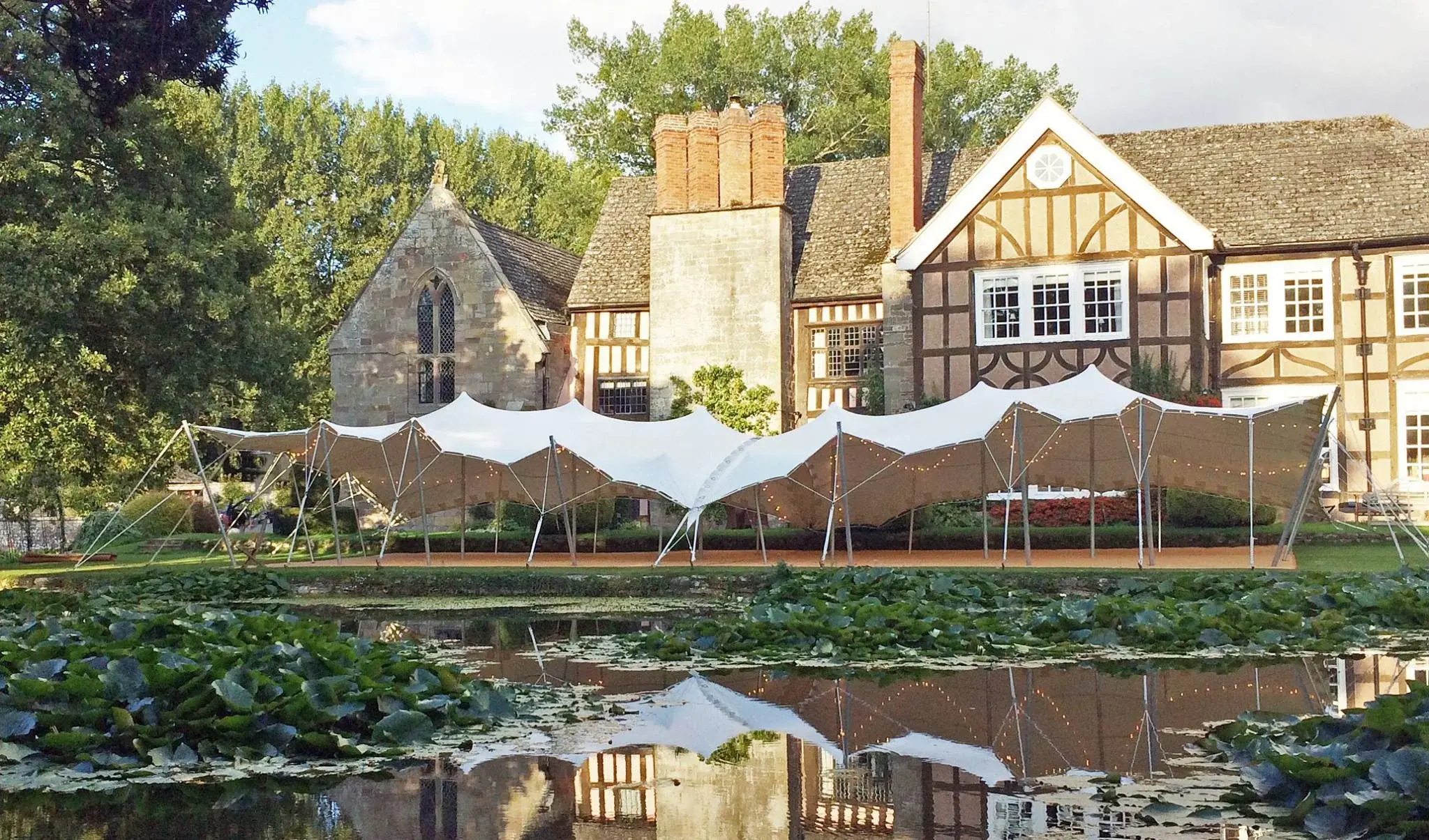 Two joined 8x10 m stretch tents (20x8 m) - marquee hire Oxfordshire